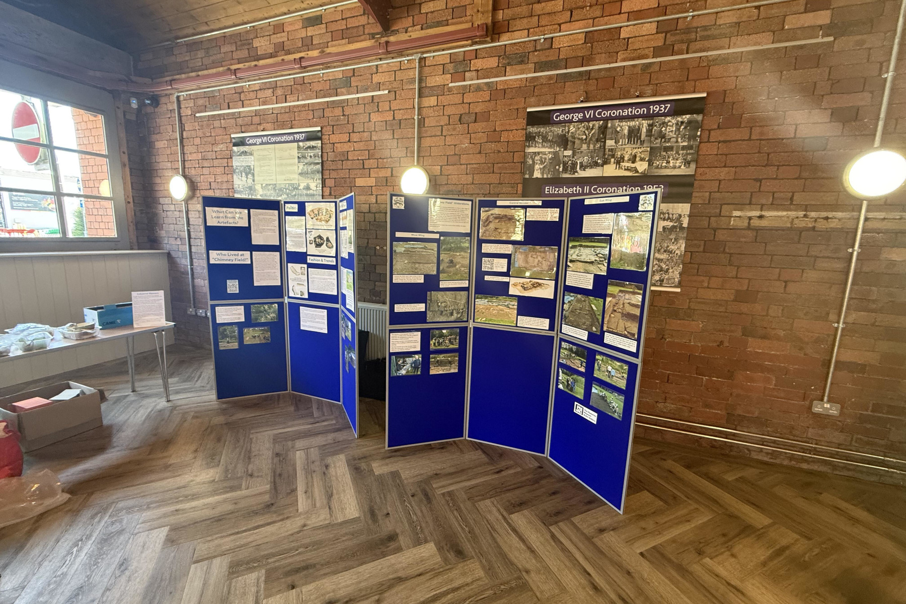 The two main information boards on the excavation at Hilderstone