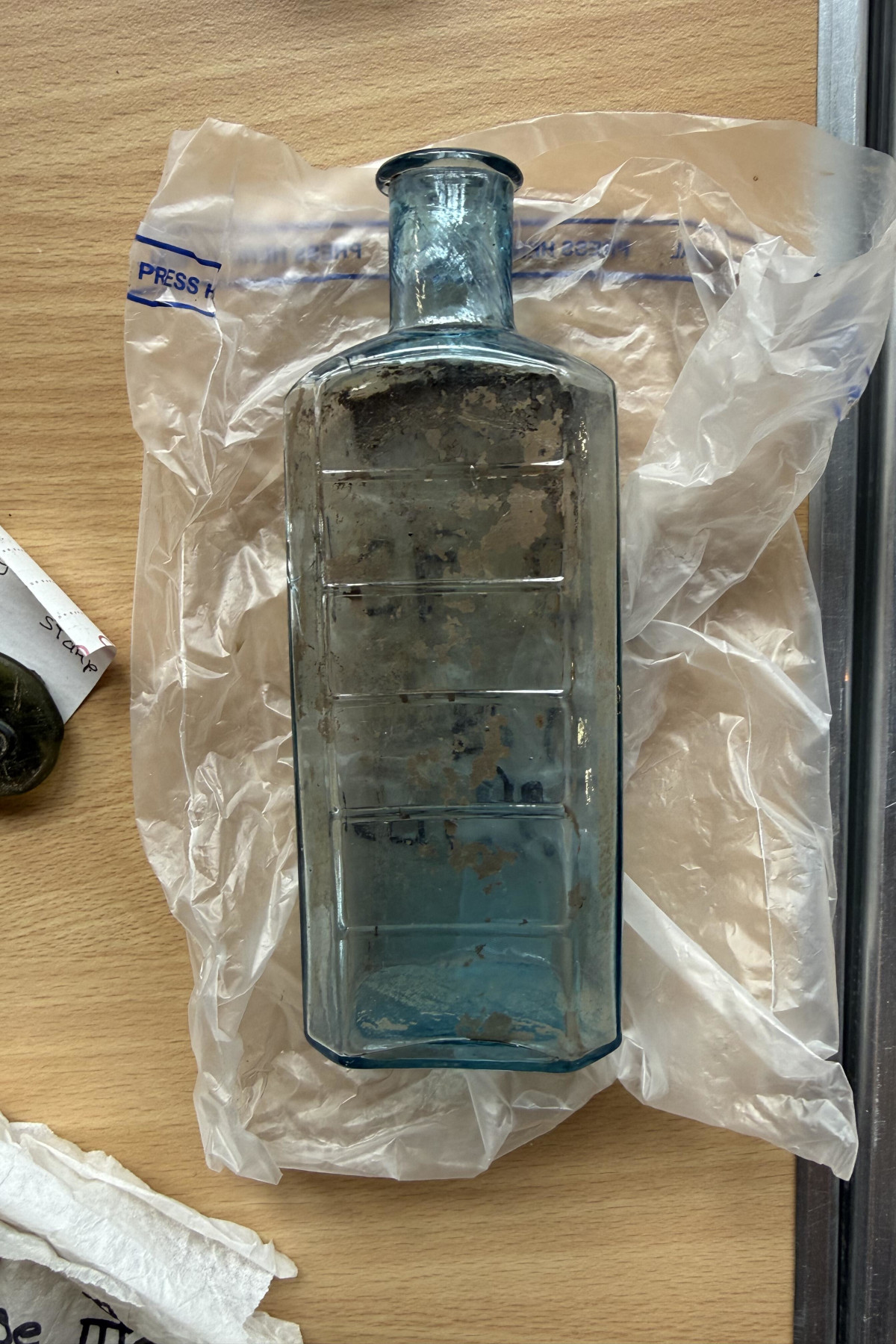One of the few intact finds from the excavation, this time a medicine bottle