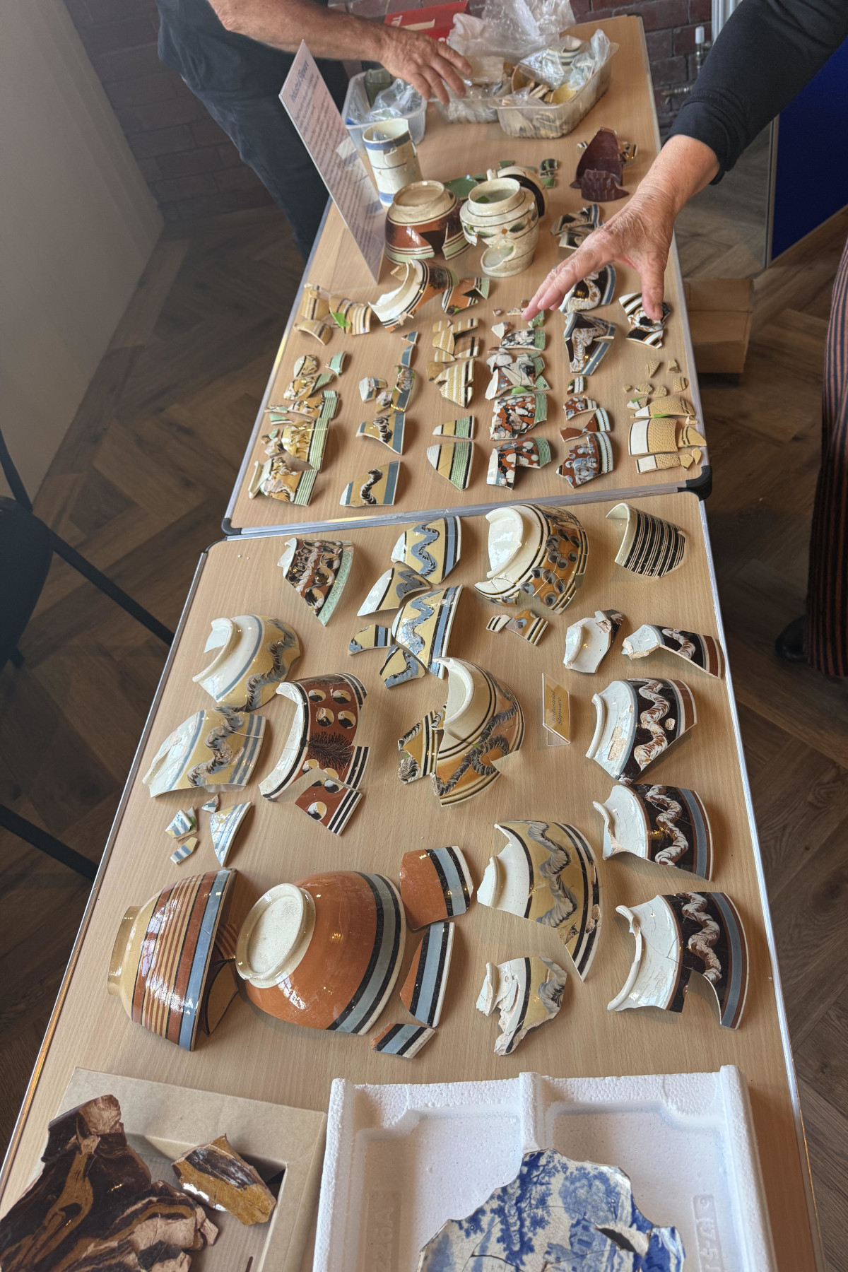 The amazing collection of Indisutrai Slipware colours and patterns that have been recovered from the site