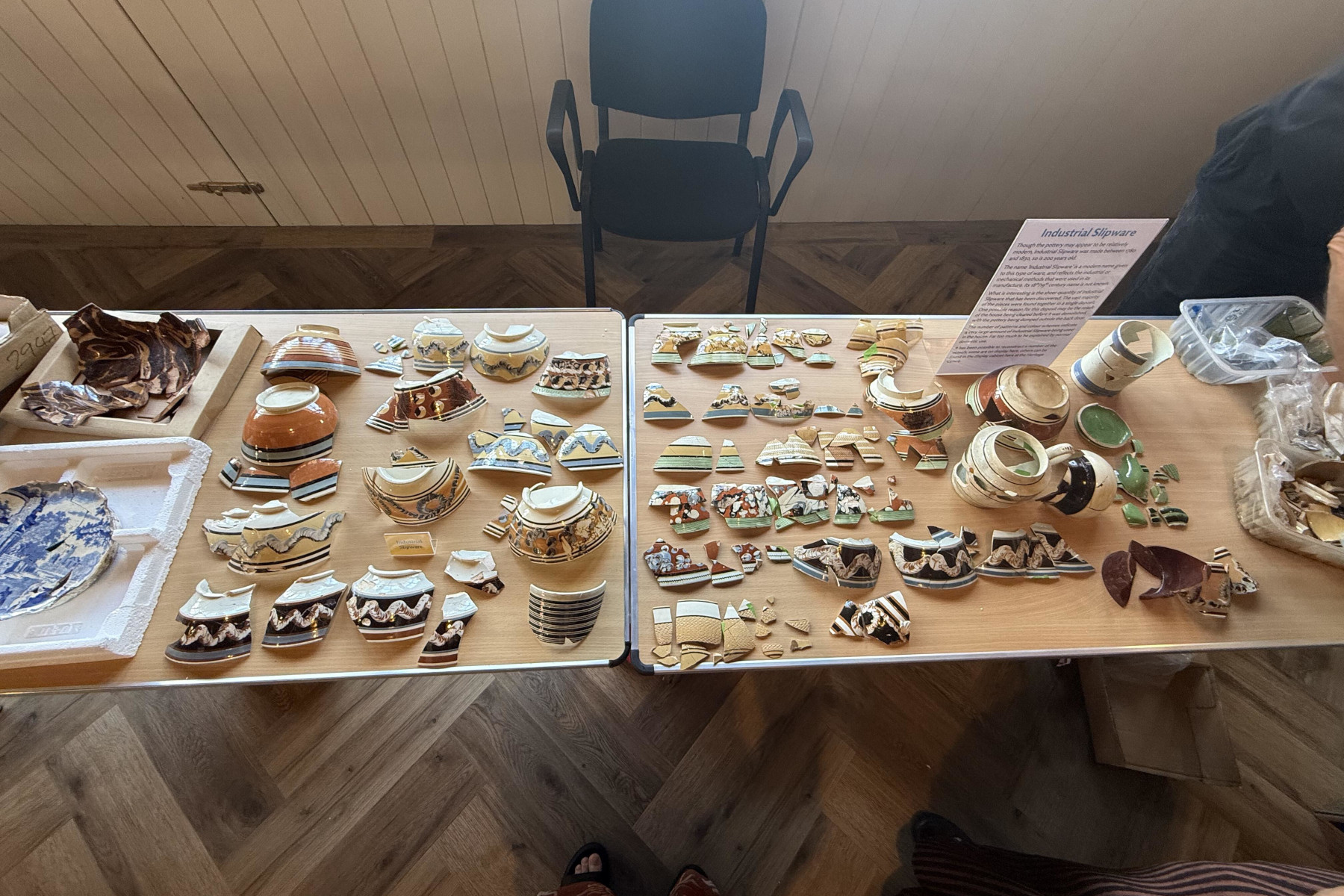 The amazing collection of Indisutrai Slipware colours and patterns that have been recovered from the site